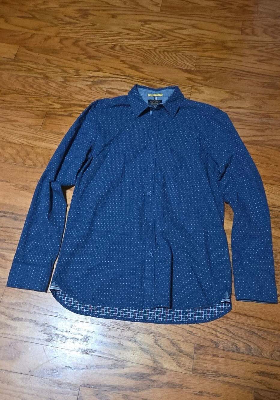Alcott The Shirt Supreme Clothing Men's Blue Polka Dot Long Sleeve Button-Up